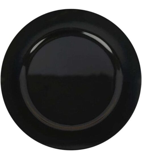 Black dinner plates offered by Simply Seated Rents and Events for Parties, weddings and special events in Rowlett TX