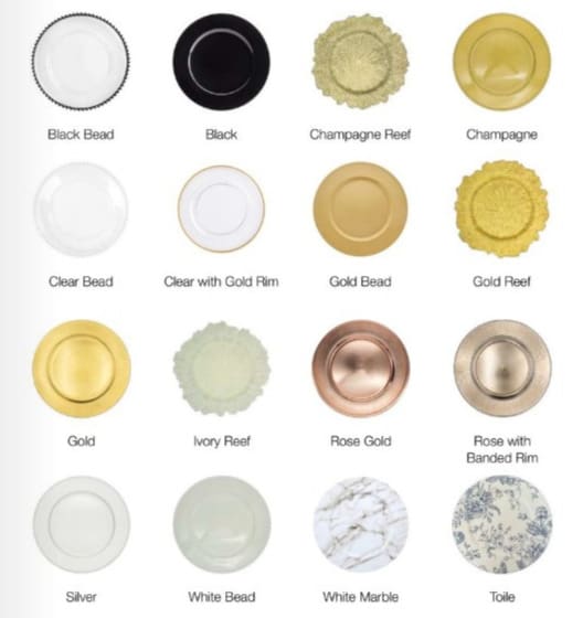 Simply Seated Rents & Events Decorative Acrylic Charger Plates Dallas Party Rentals